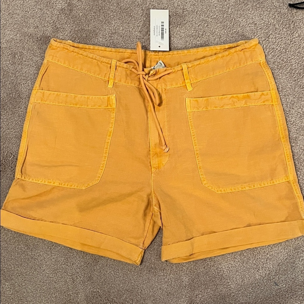 Sundance Sea Level Linen Orange Cargo Shorts, NWT, M